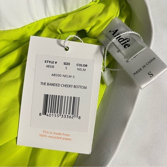 Andie Swim Neon Yellow Size S Banded Cheeky Bikini Bottom Bright Barbie - Picture 5 of 7